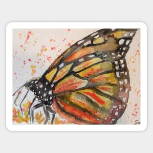 Orange Monarch Butterfly Watercolor Painting Sticker